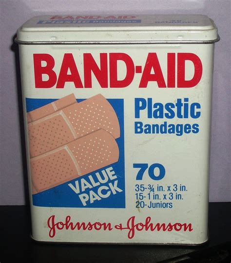 vintage metal band-aid box|old tin band aid box.